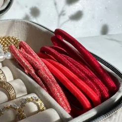 Hårelastikker Red Glitter - 4 mix