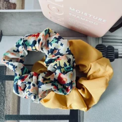 Hårelastikker scrunchie 2 stk - Gul mix
