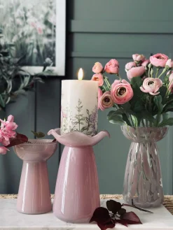 Hyacintvase m. Blomsterkant - Rosa