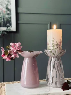 Hyacintvase m. Blomsterkant - Rosa