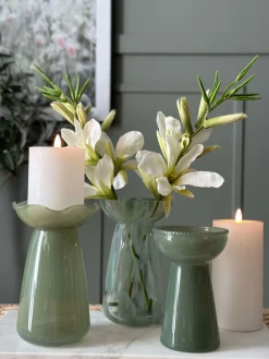 Hyacintvase m. Blomsterkant - Grøn