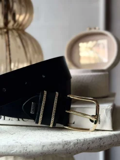 Jeans bælte - Black / gold
