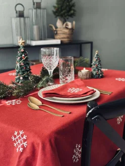 Juledug Rød JUL med broderi - Flere størrelser