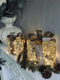 Julegaver med led lys - 3 stk.