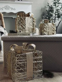 Julegaver med led lys - 3 stk.