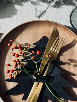 Juletræ til borddækning - Sort 4 stk