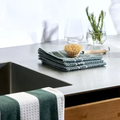 Karklude Sæt med 3 stk - Vaflet - Grøn