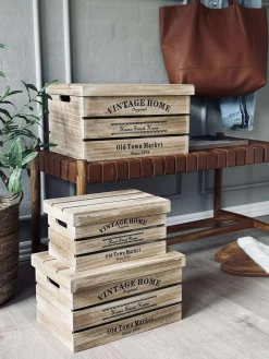 Kasser med låg - Sæt af 3 stk