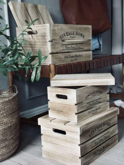 Kasser med låg - Sæt af 3 stk