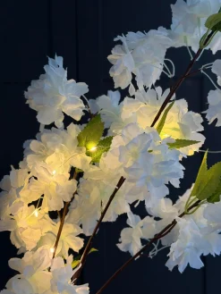 Kirsebærgren med lys - Hvid