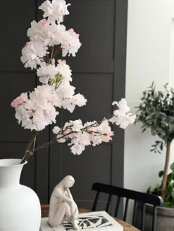 Kirsebærgren med lys - Rosa / hvid