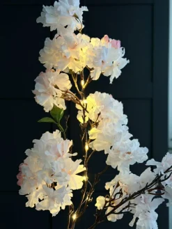 Kirsebærgren med lys - Rosa / hvid