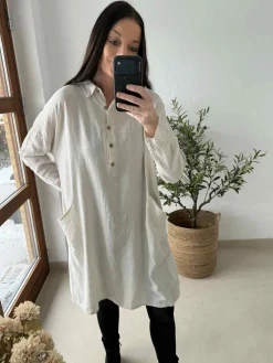 Kjole med lommer - Hør / viscose