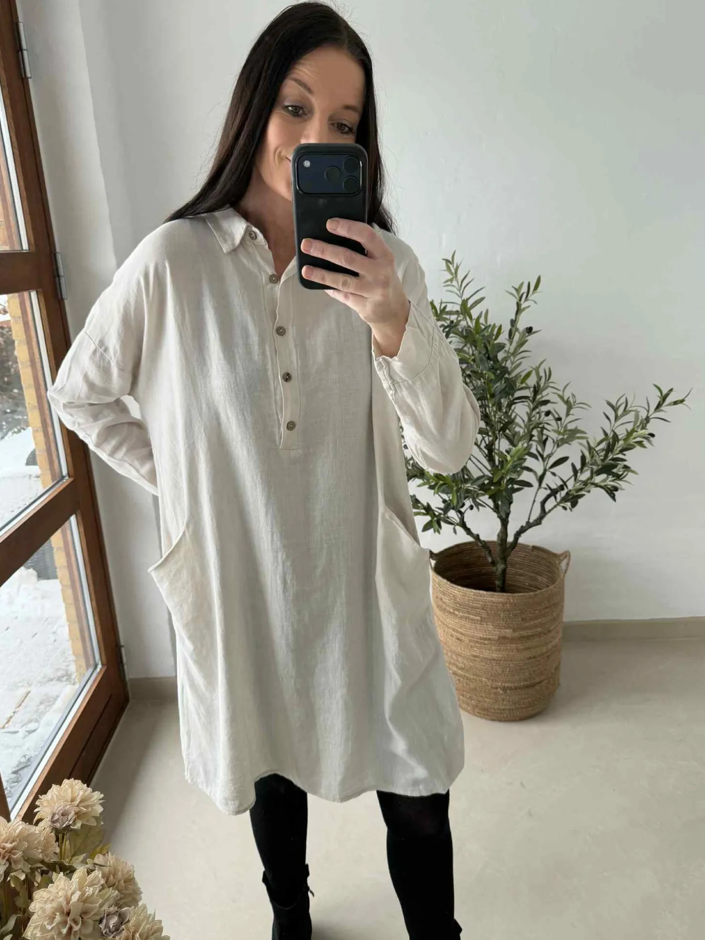 Kjole med lommer - Hør / viscose