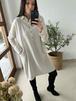 Kjole med lommer - Hør / viscose