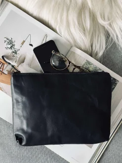 Kosmetikpung / Clutch - Black leather