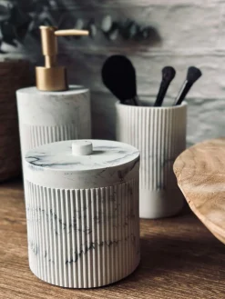 Krukke med låg i marmor look