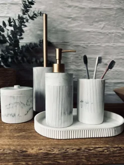 Krukke med låg i marmor look