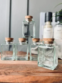 Krydderiglas m. kork 80ml – pakke med 6 stk