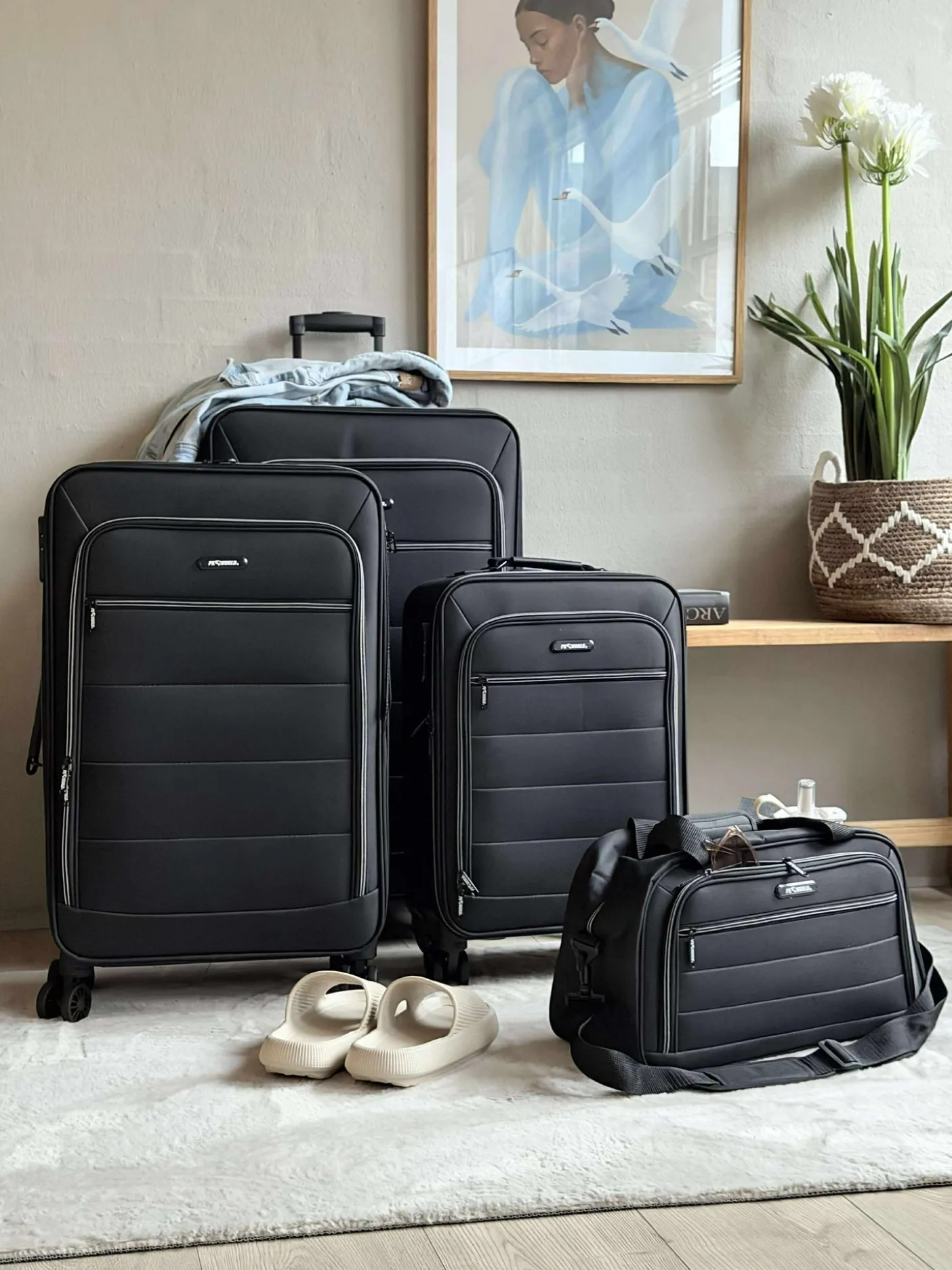 Kuffert sæt af 3stk og tage til håndbagage