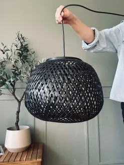 Lampe bambus - Sort dia 33