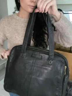 Laptop taske i blødt skind // Sort Deluxe