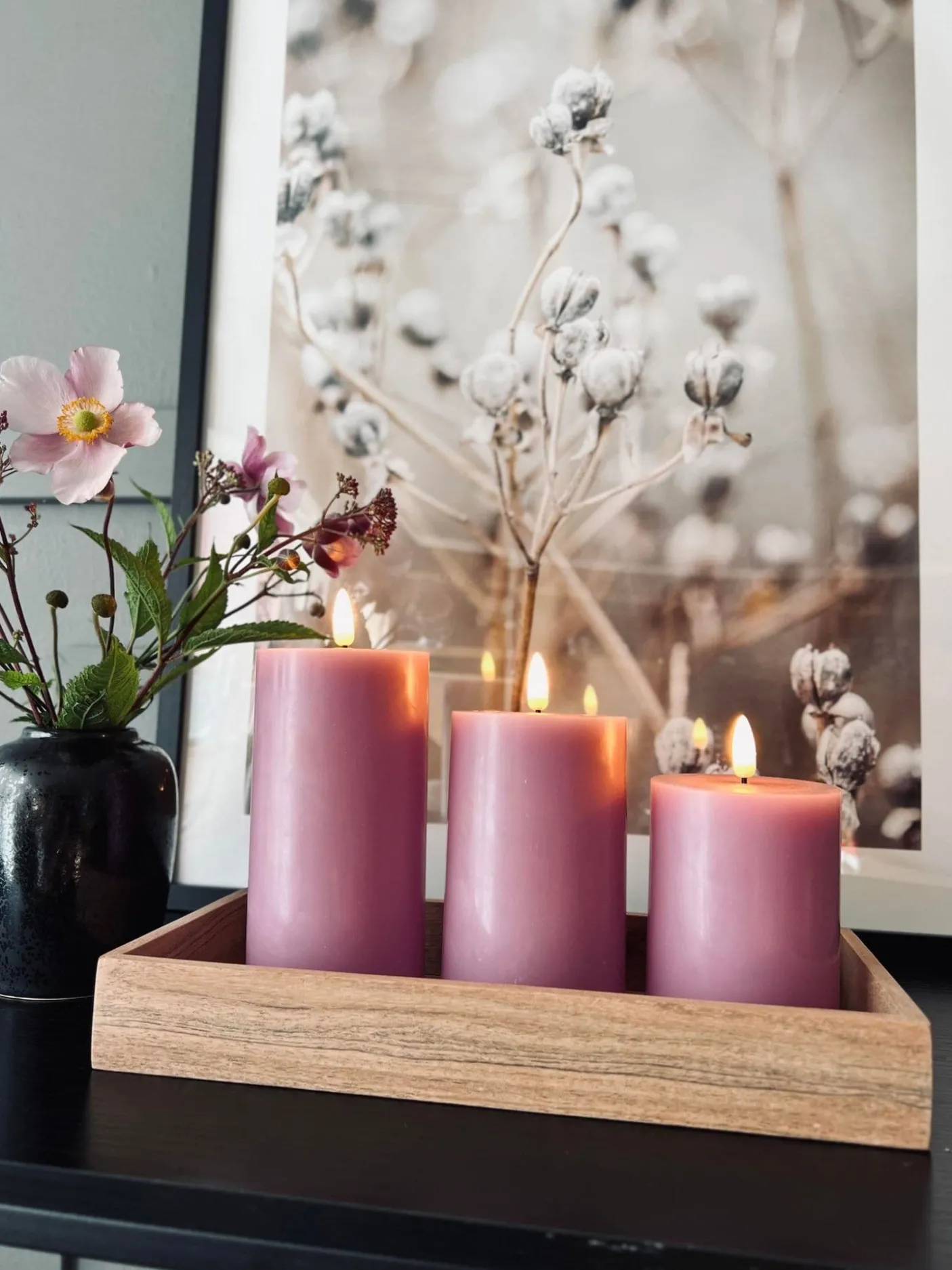 LED Bloklys / VIOLET 3 stk – Inkl. fjernbetjening