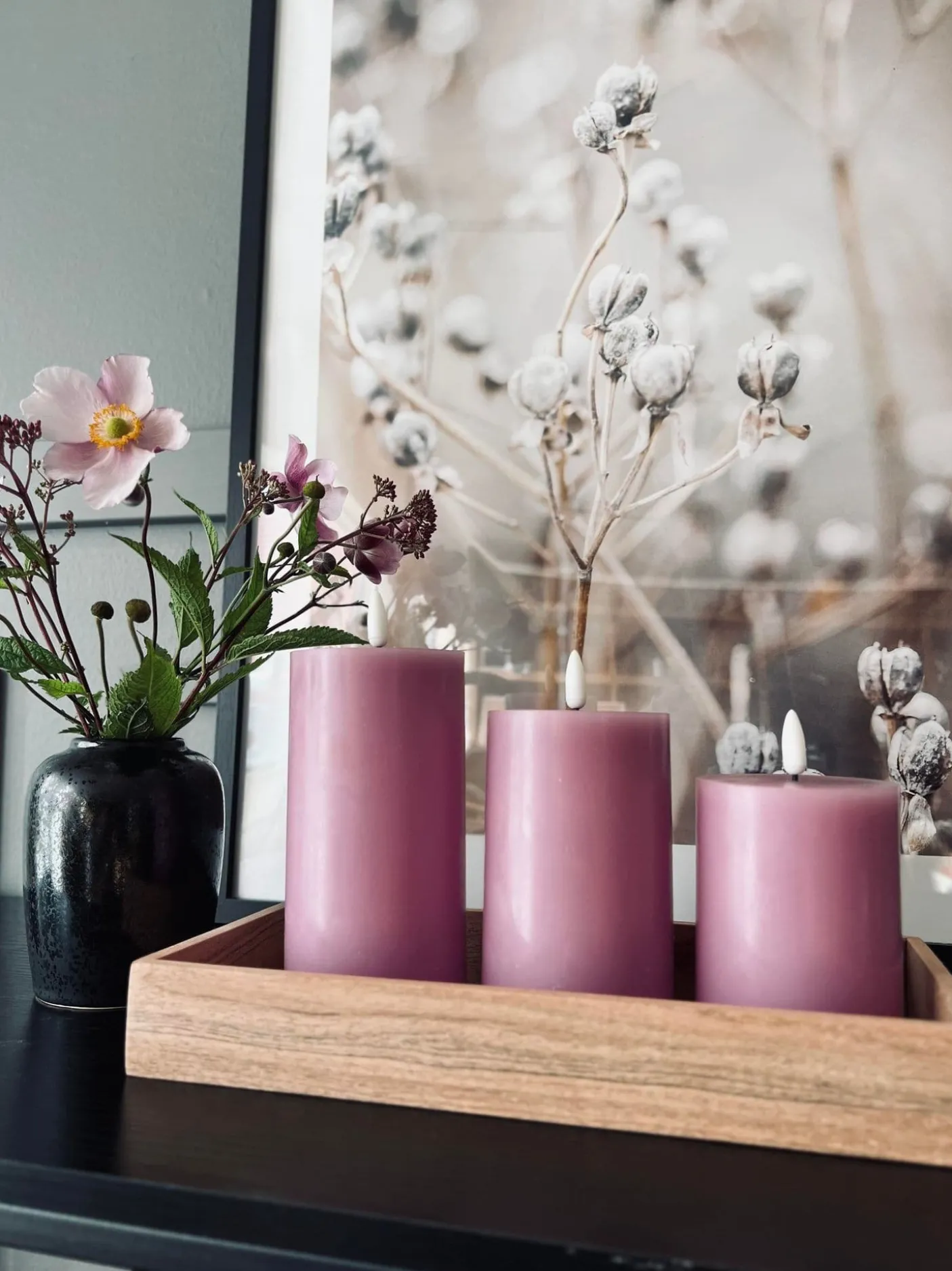 LED Bloklys / VIOLET 3 stk – Inkl. fjernbetjening