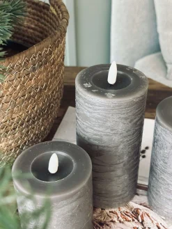 LED Bloklys / Grå – 3 stk Rustik lys