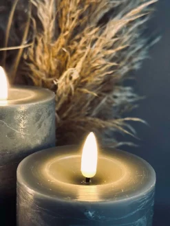 LED Bloklys / Grøn/Grå – 3 stk Rustik lys