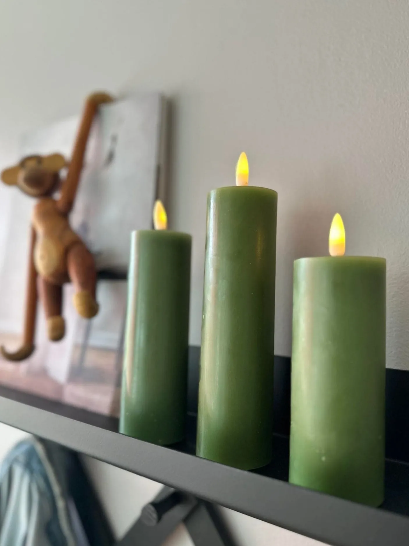 LED Bloklys / Oliven 3 stk. Lys – Inkl. fjernbetjening