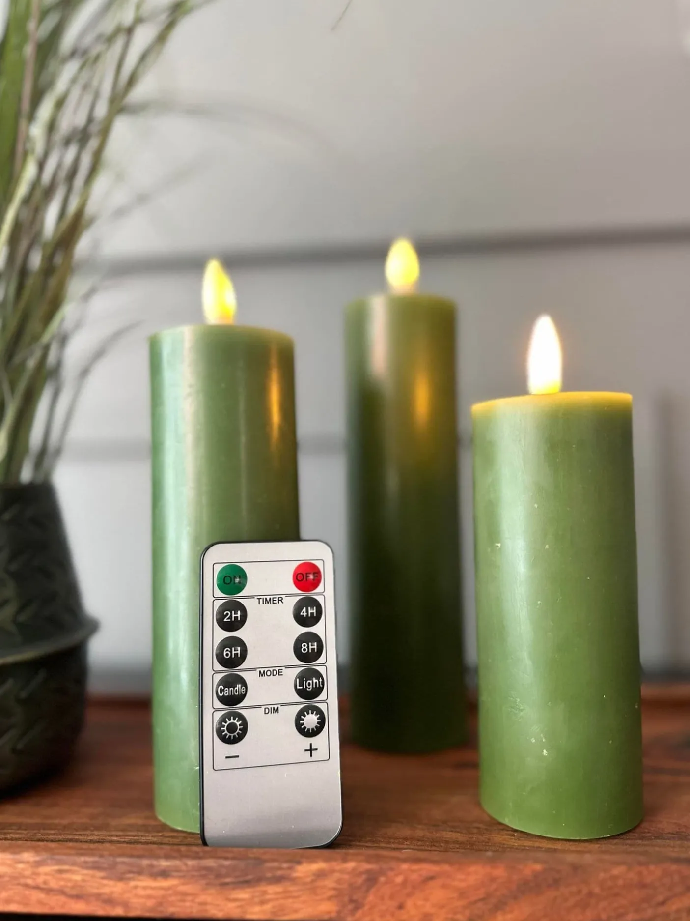 LED Bloklys / Oliven 3 stk. Lys – Inkl. fjernbetjening