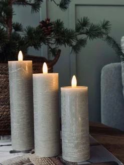 LED Bloklys / Sand – 3 stk Rustik dia 5 cm