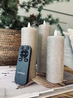 LED Bloklys / Sand – 3 stk Rustik dia 5 cm