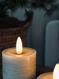 LED Bloklys / Sand – 3 stk Rustik dia 5 cm