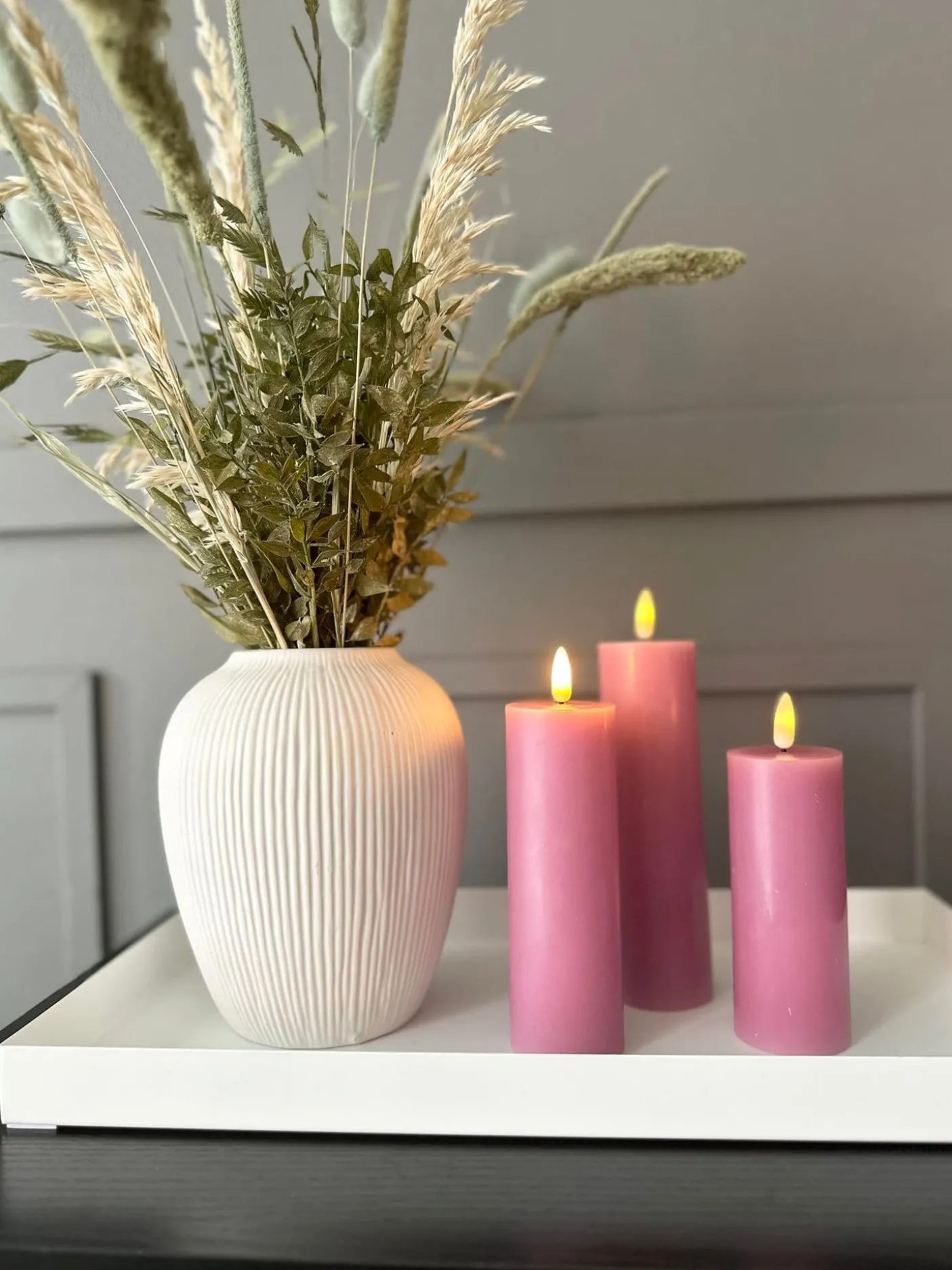 LED Bloklys / VIOLET 3 stk – Inkl. fjernbetjening