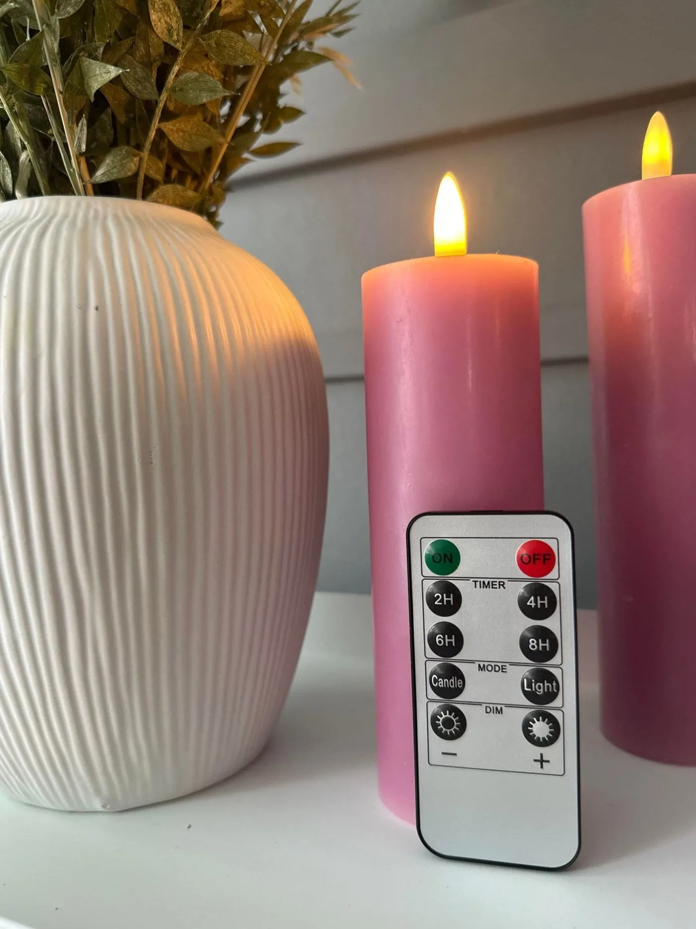 LED Bloklys / VIOLET 3 stk – Inkl. fjernbetjening