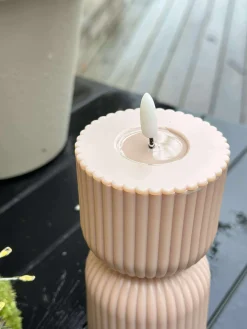 LED Bloklys Beige timeglas - Udendørs