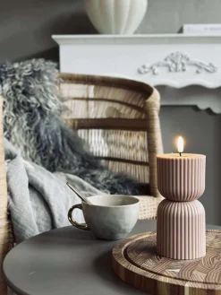 LED Bloklys Beige timeglas - Udendørs