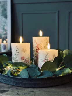 LED bloklys FLORA – Sæt med 3 stk og fjernbetjening