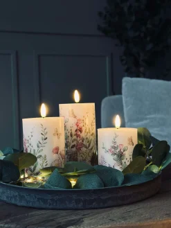 LED bloklys FLORA – Sæt med 3 stk og fjernbetjening