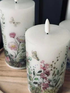 LED bloklys FLORA – Sæt med 3 stk og fjernbetjening