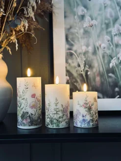 LED bloklys FLORA – Sæt med 3 stk og fjernbetjening