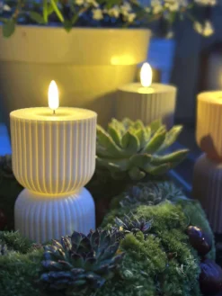 LED Bloklys Hvid timeglas - Udendørs