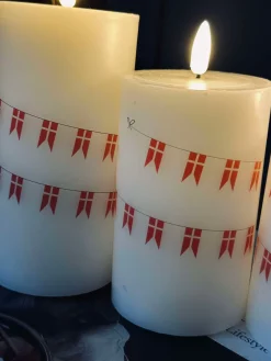 LED bloklys med flag – Sæt med 3 stk og fjernbetjening