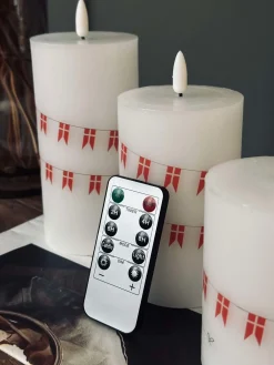 LED bloklys med flag – Sæt med 3 stk og fjernbetjening