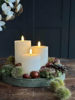 LED Bloklys med riller - Sæt med 3 stk ink fjernbetjening