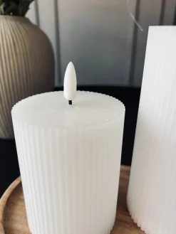 LED Bloklys med riller - Sæt med 3 stk ink fjernbetjening