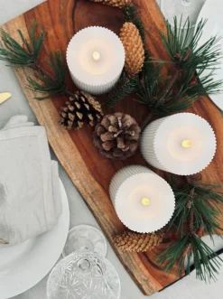 LED Bloklys med riller - Sæt med 3 stk ink fjernbetjening