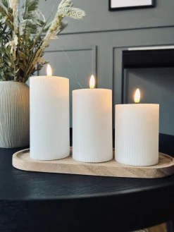 LED Bloklys med riller - Sæt med 3 stk ink fjernbetjening